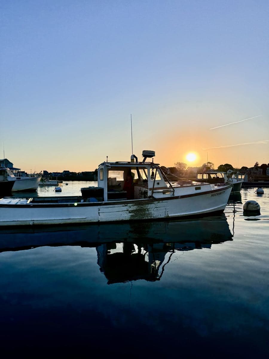 A lobster boat at dawn