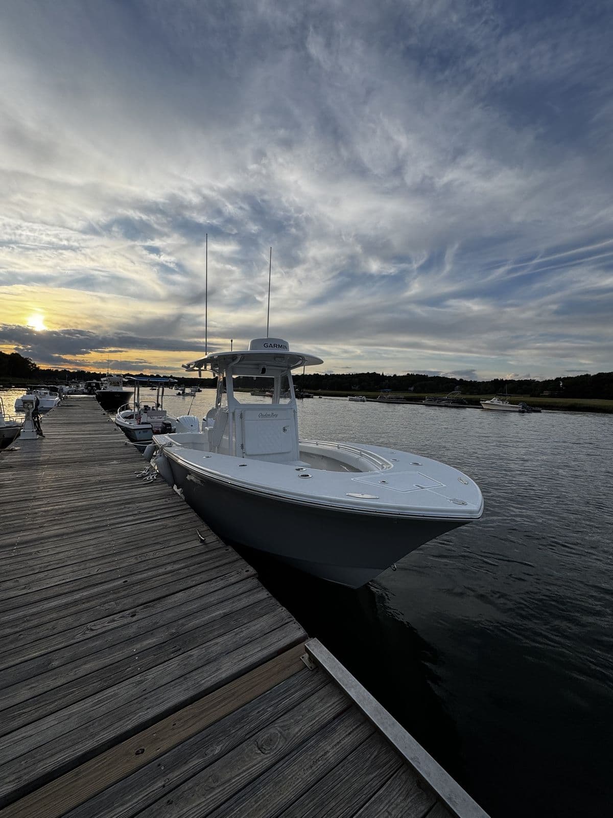 A dock at sunset
